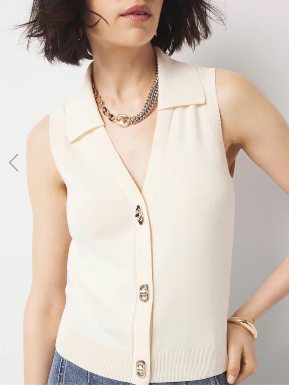 WHBM Toggle Button Sleeveless Sweater Vest